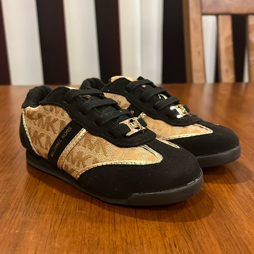 Michael Kors Alexia shoes sneakers new black tan Toddlers Girls Size 5